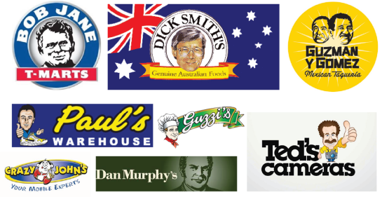 Many brand logo's in Australia feature the face of the founder.